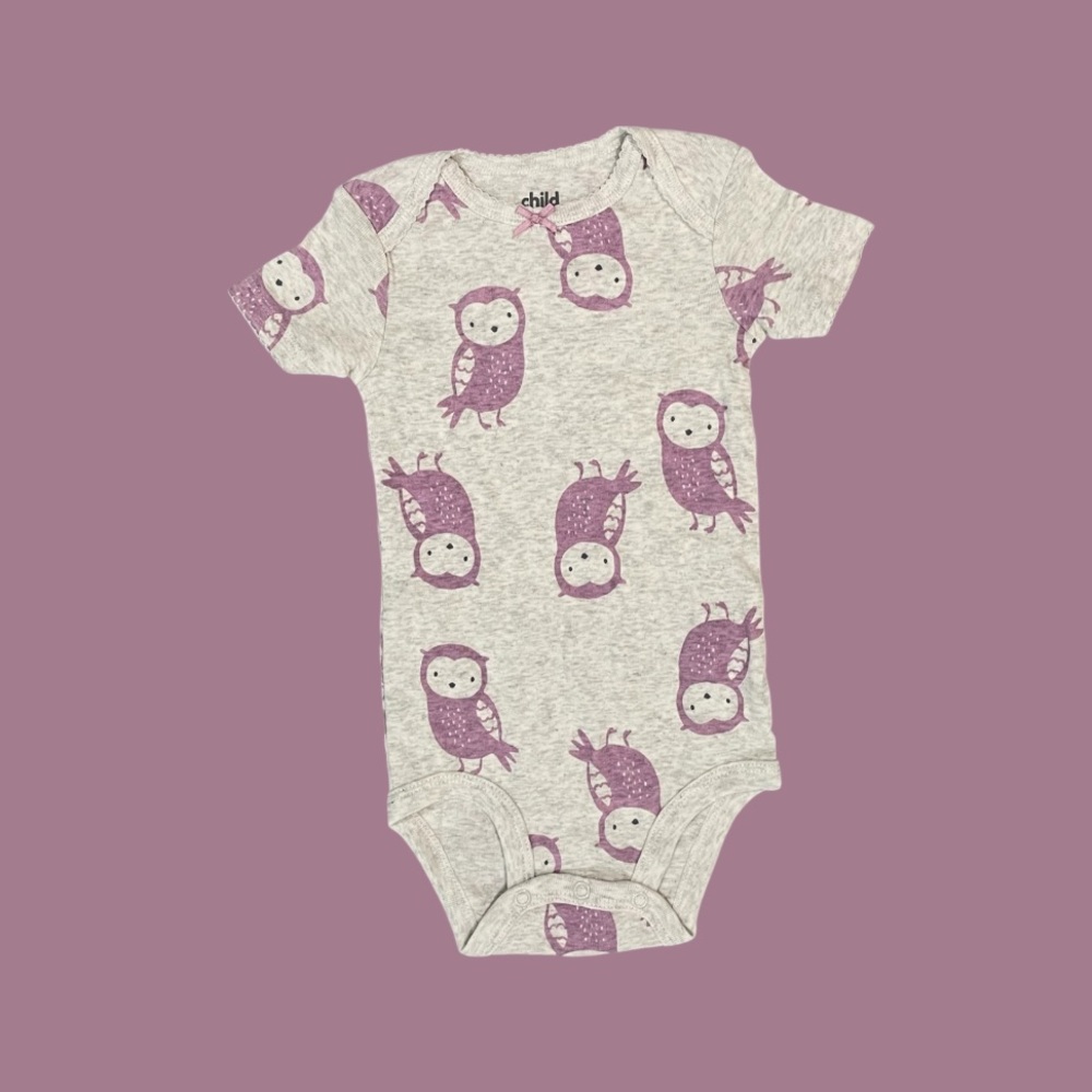 Infant Girl’s Child of Mine Carter’s Grey and Purple Owl Onesie
